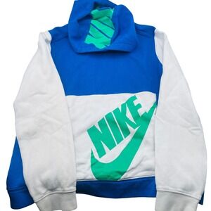 EUC Nike Boys Kids Color Block Hoodie Blue White Green Athletic Fleece Size XL